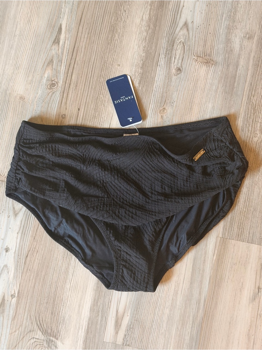 Fantasie Black Textured High-Waist Bikini Brief
